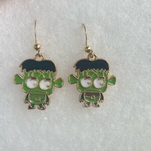 Green and Black Frankenstein Earrings